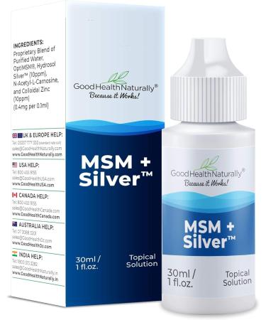 MSM + Silver Drops 30ml for Tissue Repair with Colloidal Silver by Good Health Naturally - Buy Online on GoSupps.com