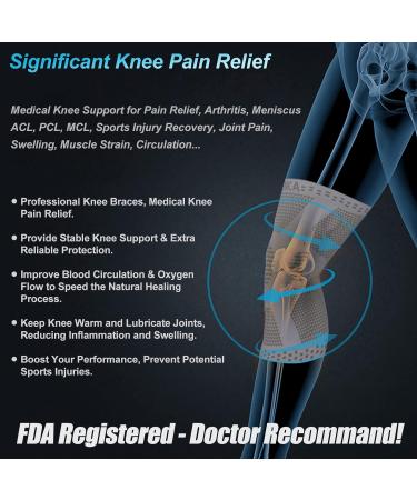 NEENCA Knee Brace Compression Sleeve with Patella Gel Pads & Stabilizers - 3XL Beige | For Men & Women - Medical Grade Support for Running, Meniscus Tear, ACL, Arthritis & Joint Pain Relief - Buy Online on GoSupps.com