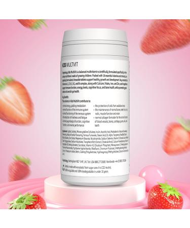 VEGETOLOGY Kids MultiVitamin Supplement, Vegan Chewable Multivitamin for Immune Support, Energy, & Growth, 18 Essential Vitamins & Minerals, Ages 4+ - 60 Tablets, Strawberry - Buy Online on GoSupps.com