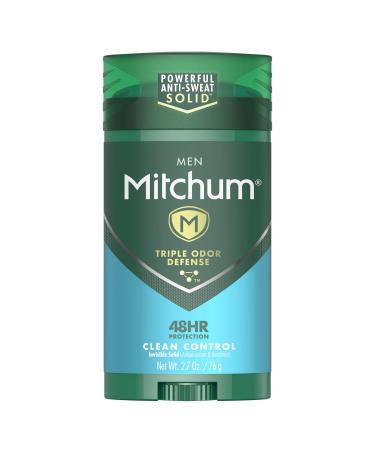 Mitchum Antiperspirant Deodorant Stick for Men, Triple Odor Defense Invisible Solid, 48 Hr Protection, Dermatologist Tested, Clean Control, 2.7 oz Clean Control 2.7 Ounce (Pack of 1)