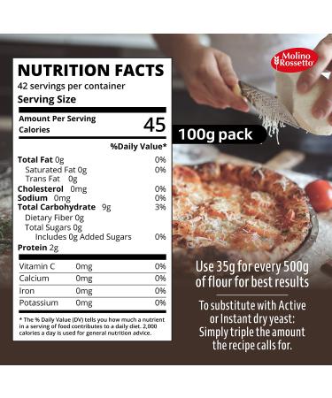 Molino Rossetto Instant Rapid-Rise Dry Yeast - Premium Mother Yeast for Baking Bread, Cake, Pizza Dough - 3.5 oz (2 Pack) - Buy Online on GoSupps.com