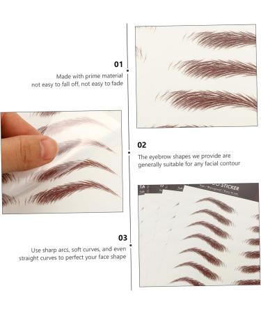 Gogogmee 4 Sheets Waterproof Eyebrow Stickers Eyebrow Tools 4d Artificial Eyebrow Tattoos Cosmetic 6d Hair 21x14.8cm Brown - Buy Online on GoSupps.com