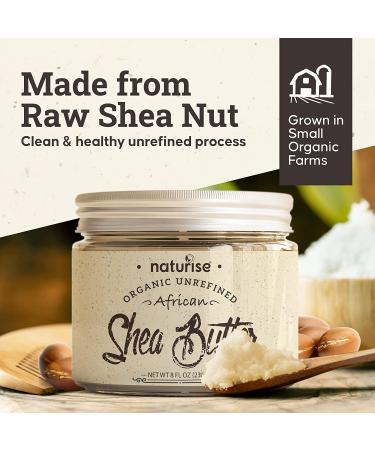 Naturise Organic Raw African Shea Butter - Pure Moisturizer for Skin & Hair, GMO-Free, 8 oz - Buy Online on GoSupps.com