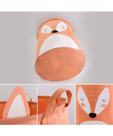 Homele Large Round Storage Basket - Cute Collapsible Laundry Organizer and Toy Bin - Waterproof Nursery Hamper - Fox Design - Buy Online on GoSupps.com