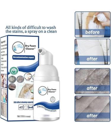 Dry Foam Cleaner 30ml Clothing Dry Foam Cleaner Clothing Dry Cleaning Spray Dry Foam Cleaner for Clothes Multi-Purpose Rinse-Free Cleaning Spray for Down Jackets Carpets Shirts(2 pcs) 2 pcs Clear - Buy Online on GoSupps.com
