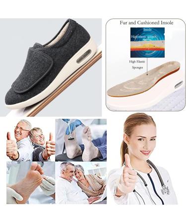 DHIJUPNG Arthritis Swollen Feet Diabetic Shoes | Extra Wide Comfortable Winter Plush Sneakers | Men 9/Women 10 Dark Grey - Buy Online on GoSupps.com