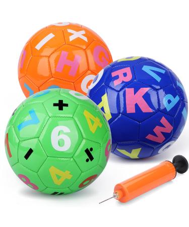 Football 15 cm with pump-indoor football for girls boys toddler balls with letters pedagogical for children aged 2 8 years sensory ball for 3 4 5 6 7 8 years 3 pack