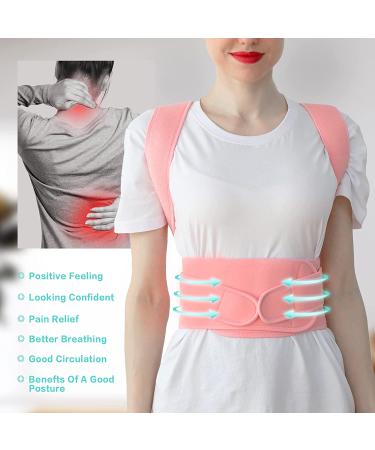 Adjustable Posture Corrector for Women and Men - Breathable Back Straightener for Clavicle Support & Pain Relief - Pink, Size Medium - Buy Online on GoSupps.com