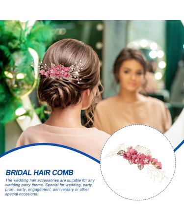 PATKAW Crystal Bride Wedding Hair Comb - Crystals Headdress Alloy Rhinestone Bridal Hair Accessories - Bridal Hair Piece Hair Accessories for Women and Girls (Rosy) - Buy Online on GoSupps.com
