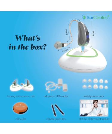 Silver Rechargeable Hearing Aid for Seniors | Noise Cancelling & Feedback Reduction | Invisible Receiver in Canal | Ideal for Mild to Severe Hearing Loss | Digital Personal Sound Amplifier - Buy Online on GoSupps.com