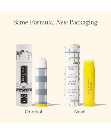 Beekman 1802 Lip Balm Vanilla Absolute - 0.15 oz - With Goat Milk Vitamin E & Beeswax for Dry Cracked Lips - Good for Sensitive Skin - Cruelty Free - Packaging May Vary - Buy Online on GoSupps.com