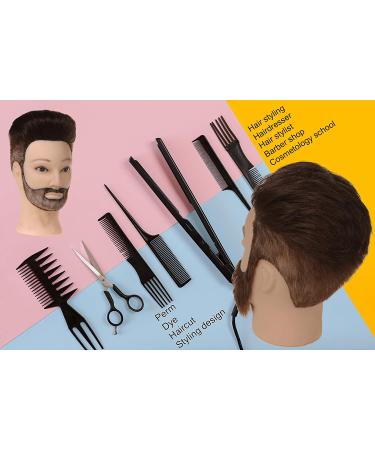 Stancia Male Mannequin Head 14 with 100% Human Hair - Dark Brown | Barber & Hairdresser Training Doll for Styling Practice - Buy Online on GoSupps.com