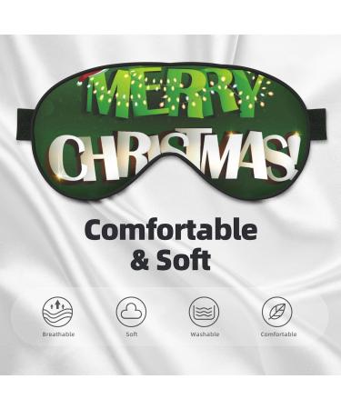 Merry Christmas Print Sleep Eye Mask - Soft Eye Cover Blindfold with Elastic Strap for Travel & Night Sleeping - Buy Online on GoSupps.com