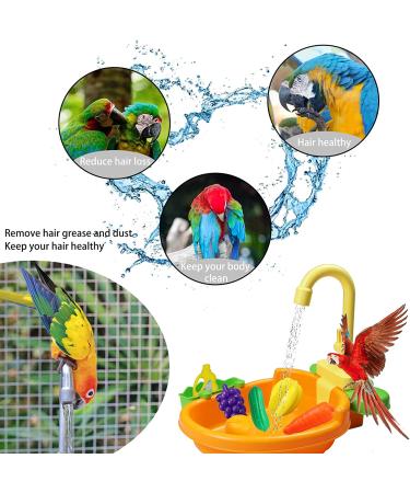 Automatic Bird Bathtub with Faucet - Ideal for Parakeets, Cockatiels, Conures, and Small Birds | SGQCAR New Orange - Buy Online on GoSupps.com