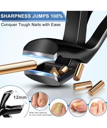 Buy Angled Head Nail Clippers - Mess Free Toenail Clippers for Seniors & Thick Nails | Sharp Blade Nail Cutter | Perfect Birthday Gifts for Men & Women - Black - Buy Online on GoSupps.com