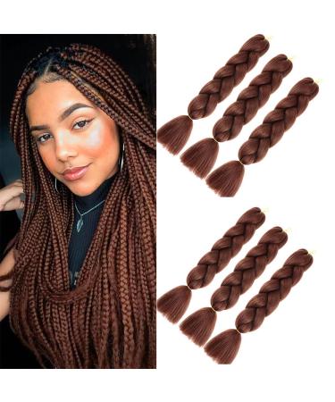braiding hair brown Jumbo Braid Synthetic Hair Kanekalon braiding Hair 6 Pieces 24" Braiding Synthetic Braids Box Braid Hair (Brown #33 - Buy Online on GoSupps.com
