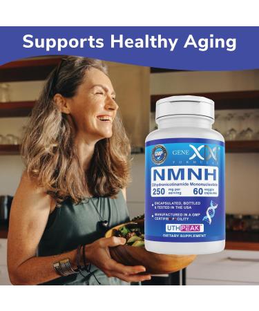 Genex Formulas 250mg NMNH (60 Capsules - 30 Servings) | Uthpeak NMNH (Dihydronicotinamide Mononucleotide) NAD+ Precursor for Healthy Aging - Non-GMO Gluten-Free Vegetarian - Buy Online on GoSupps.com