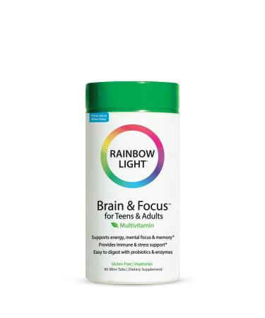 Rainbow Light Brain & Focus for Teens & Adults Food-Based Multivitamin 90 Mini-Tabs