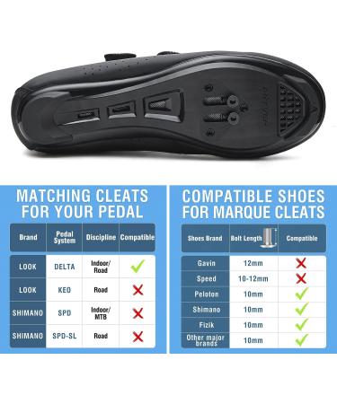 Artvep Men Women MTB Bicycle Shoes - Compatible with Look SPD SPD-SL Delta Lock Pedals & Peloton - All Black - Size 45 EU - Buy Online on GoSupps.com