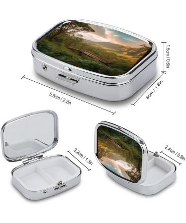 Buy Wilderness Park Print Pill Box | 2 Compartment Portable Pill Organizer | Decorative Metal Medicine Case for Travel - Buy Online on GoSupps.com
