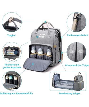 Multifunctional Gray Baby Wrap Backpack | Diaper Travel Bag with Large Capacity & Water-Repellent Design for Moms & Dads - Buy Online on GoSupps.com