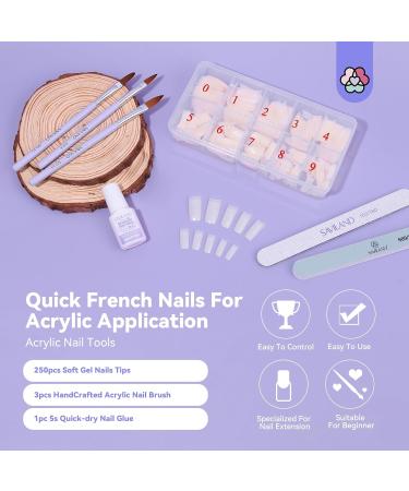 Buy SAVILAND Acrylic Nail Tips & Glue - Half Cover False Nail Tips 10 Sizes for Professional Acrylic Nails | Fast-Dry Nail Glue & Starter Kit - Buy Online on GoSupps.com