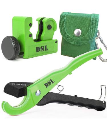 DSL Plastic Pipe Cutter and Mini Tube Cutter Twin Pack Plastic Pipe Shear for up to 32mm & Tube Cutter to Cut Copper Brass Aluminium and Thin-Walled Steel Pipes with 3-22mm