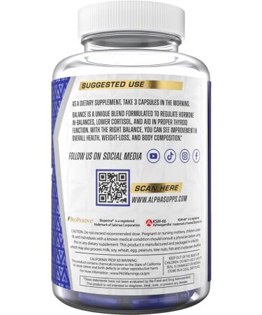 Alpha Supps - Alpha Balance | Hormonal and Healthy Stress Level Support | with Inositol and Ashwagandha | 90 Capsules - Buy Online on GoSupps.com