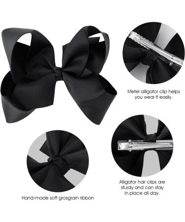 Sibba 6 Inch Vintage Ribbon Hair Bows Clips Barrettes - 2 Piece Black Ponytail Holder for Girls and Women | Cheerleading Hairpin for Christmas & Valentine's Day - Buy Online on GoSupps.com