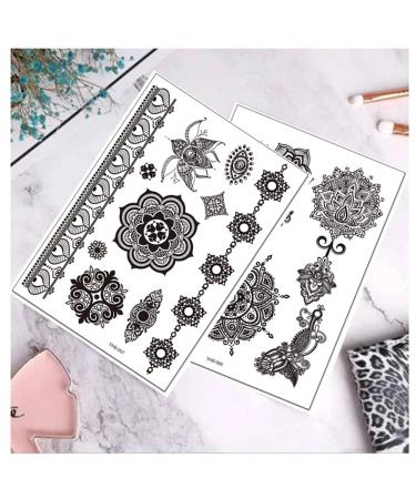 6 Sheets Mandala Henna Tattoo Black Lace Sticker - Waterproof Temporary Tattoos for Women - Bridal & Festival Chic Designs - Buy Online on GoSupps.com