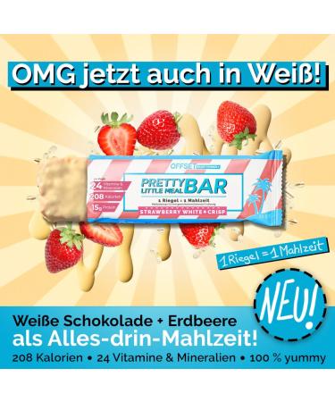 Pretty Little Meal Bar Strawberry White & Crisp - Delicious Protein Bar | 208 Calories | 6 Pack from Offset Nutrition - Buy Online on GoSupps.com