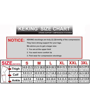 KEKING Footless Thigh High Compression Stockings 15-20mmHg - Black, Unisex, Anti-Slip Silicone Band - for Varicose Veins, Edema, DVT - Large (1 Pair) - Buy Online on GoSupps.com