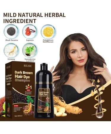 Dark Brown Coloring Shampoo 500 ml Color Coloring Shampoo Hair Sye Shampoo 3 in 1 Instant Hair Coloring Shampoo Colored Hair Shampoo Hair Dye Shampoo for Women and Men - Buy Online on GoSupps.com