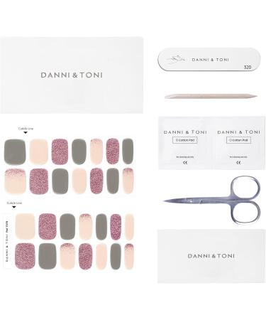Danni & Toni Half Hardened Gel Nail Foils - Pink Glitter Glossy UV Nail Stickers | Self-Adhesive 28 Wraps | Young & Beautiful Nail Design - Buy Online on GoSupps.com