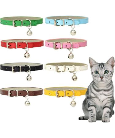 Handmade Leather Cat Neck Straps with Bells - Adjustable Durable 8-Piece Set for Small Pets | Perfect for Indoor & Outdoor Use - Buy Online on GoSupps.com