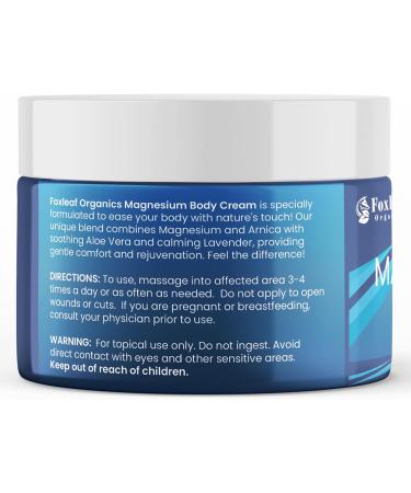 Magnesium Cream for Sleep Leg Cramps & Muscle Soreness Highly Concentrated & Deep Penetrating Topical Magnesium Chloride - Arnica Shea Butter & Lavender Oil Made in USA 4oz 4 Fl Oz (Pack of 1) - Buy Online on GoSupps.com