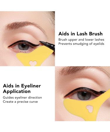 Eye Makeup Auxiliary Guard Tool Aid Stencils Wing Tips Silicone Mask Reusable Silicone Eye Makeup Aid Tool with Cream Applicator Eyeshadow Mascara Drawing (Yellow) - Buy Online on GoSupps.com
