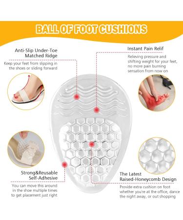 Relistep Women's 3D Forefoot Cushions - Gel Insoles for Foot Pain Relief & Metatarsal Support - Absorb Shock & Relieve Tingling (Clear - Buy Online on GoSupps.com