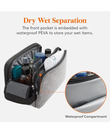 Lifewit Large Grey Men's Travel Toiletry Bag | Water-Resistant Dopp Kit with Double Zippers for Full Size Toiletries and Shaving Accessories - Buy Online on GoSupps.com