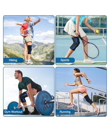 Abyon Kniebandage - Compressed Knee Support for Men & Women | Patella Gel Pads & Spring Side Stabilizers | 3XL Black & Blue | Ideal for Meniscal Tear Arthritis ACL & MCL Injuries - Buy Online on GoSupps.com