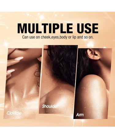 Glitter Body Highlighter Powder - Silvery Face & Body Shimmer for Glow Makeup with Sponge Head - Buy Online on GoSupps.com