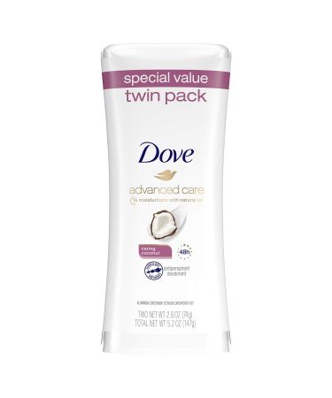 Dove Advanced Care Antiperspirant Deodorant Stick for Women Caring Coconut for 48 Hour Protection And Soft And Comfortable Underarms 2.6 Ounce (Pack of 2) Coconut 1 Count (Pack of 2)