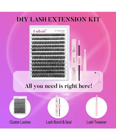 FADLASH DIY Lash Extension Kit - Individual D Curl Lashes Bond & Seal Applicator Tool | Self Application at Home (12-18mm - Buy Online on GoSupps.com
