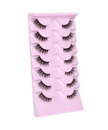 JIMIRE 7 Pairs Half Lashes - Natural Wispy Cat Eye False Eyelashes 3D Effect - 12MM Short Strip Lashes Pack - Buy Online on GoSupps.com