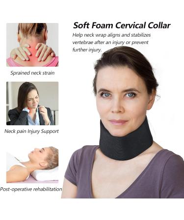 Adjustable Soft Foam Neck Brace for Sleeping - Relieves Neck Pain - Black (L, 2.5 Depth) - Buy Online on GoSupps.com