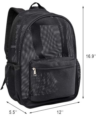 Heavy Duty Mesh Backpack - Padded Shoulder Straps for College Students, Swimming & Outdoor Sports - Black - Buy Online on GoSupps.com