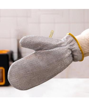 Stain Removal Dishwashing Glove 1pc Steel Scratch Waterproof Hanging Loop Heat Insulation Wool Bamboo Fiber Kitchen Pot Pan Bowl Scrubber Washing Soft A One Size - Buy Online on GoSupps.com