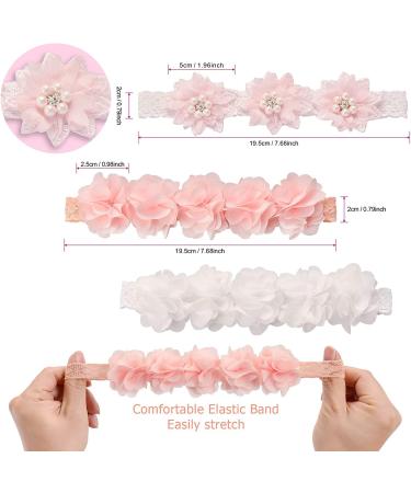 4 Pack Baby Girls Flower Headbands - Elastic Nylon Hair Accessories for Newborns | Perfect for Parties & Weddings - Buy Online on GoSupps.com