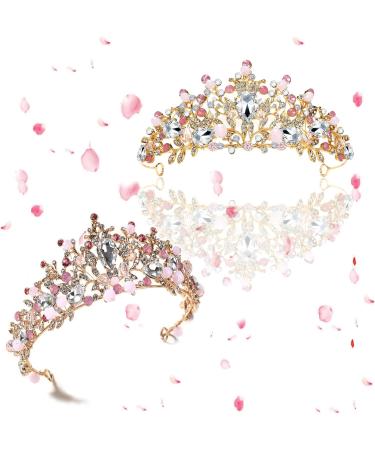 Bogoro Qazuwa Krone Tiara - Elegant Wedding Crown with Crystals | Princess Tiara for Brides & Cosplay | Ros gold Party Gift - Buy Online on GoSupps.com