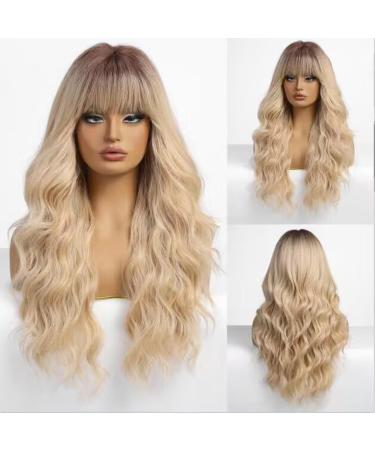 Emmor ombre blonde wigs with pony curly women's wig long heat-resistant wig for everyday use natural and convenient ombre blond-a